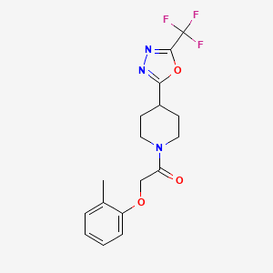 molecular formula C17H18F3N3O3 B2556430 2-(o-Tolyloxy)-1-(4-(5-(trifluoromethyl)-1,3,4-oxadiazol-2-yl)piperidin-1-yl)ethanone CAS No. 1396784-97-6
