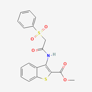 molecular formula C18H15NO5S2 B2556435 Methyl 3-(2-(phenylsulfonyl)acetamido)benzo[b]thiophene-2-carboxylate CAS No. 895459-70-8