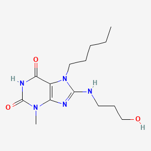 molecular formula C14H23N5O3 B2556436 8-(3-羟丙基氨基)-3-甲基-7-戊基嘌呤-2,6-二酮 CAS No. 377061-86-4