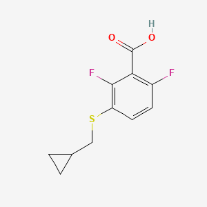molecular formula C11H10F2O2S B2556453 3-[(Cyclopropylmethyl)sulfanyl]-2,6-difluorobenzoic acid CAS No. 1864061-65-3