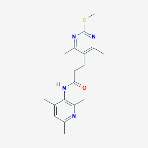 molecular formula C18H24N4OS B2556454 3-[4,6-dimethyl-2-(methylsulfanyl)pyrimidin-5-yl]-N-(2,4,6-trimethylpyridin-3-yl)propanamide CAS No. 1623367-09-8