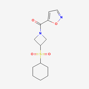 molecular formula C13H18N2O4S B2556465 (3-(Cyclohexylsulfonyl)azetidin-1-yl)(isoxazol-5-yl)methanone CAS No. 1448033-16-6