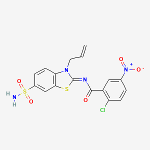 molecular formula C17H13ClN4O5S2 B2556474 (Z)-N-(3-allyl-6-sulfamoylbenzo[d]thiazol-2(3H)-ylidene)-2-chloro-5-nitrobenzamide CAS No. 887201-47-0