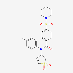 molecular formula C23H26N2O5S2 B2556478 N-(1,1-二氧化-2,3-二氢噻吩-3-基)-4-(哌啶-1-基磺酰基)-N-(对甲苯基)苯甲酰胺 CAS No. 863020-68-2