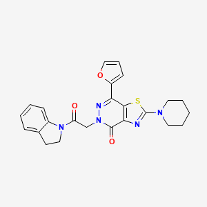molecular formula C24H23N5O3S B2556479 7-(furan-2-yl)-5-(2-(indolin-1-yl)-2-oxoethyl)-2-(piperidin-1-yl)thiazolo[4,5-d]pyridazin-4(5H)-one CAS No. 1105208-03-4