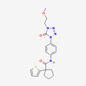 N-(4-(4-(2-methoxyethyl)-5-oxo-4,5-dihydro-1H-tetrazol-1-yl)phenyl)-1-(thiophen-2-yl)cyclopentanecarboxamide