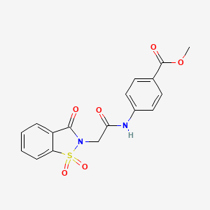 molecular formula C17H14N2O6S B2556485 4-(2-(1,1-二氧化-3-氧代苯并[d]异噻唑-2(3H)-基)乙酰氨基)苯甲酸甲酯 CAS No. 474530-95-5