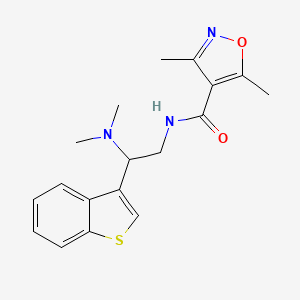 molecular formula C18H21N3O2S B2556494 N-[2-(1-benzothiophen-3-yl)-2-(dimethylamino)ethyl]-3,5-dimethyl-1,2-oxazole-4-carboxamide CAS No. 2034391-24-5