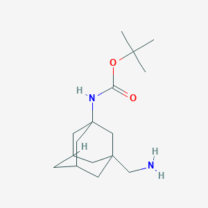 molecular formula C16H28N2O2 B2556496 tert-butylN-[3-(aminomethyl)adamantan-1-yl]carbamate CAS No. 2361759-99-9