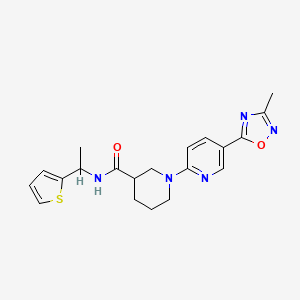 1-(5-(3-methyl-1,2,4-oxadiazol-5-yl)pyridin-2-yl)-N-(1-(thiophen-2-yl)ethyl)piperidine-3-carboxamide