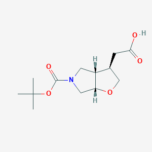 B2556506 2-[(3R,3As,6aS)-5-[(2-methylpropan-2-yl)oxycarbonyl]-2,3,3a,4,6,6a-hexahydrofuro[2,3-c]pyrrol-3-yl]acetic acid CAS No. 1273566-61-2