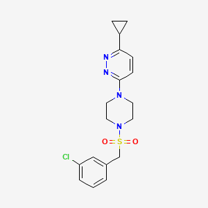 molecular formula C18H21ClN4O2S B2556508 3-(4-((3-氯苄基)磺酰基)哌嗪-1-基)-6-环丙基吡啶嗪 CAS No. 2034428-49-2