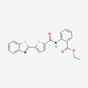 molecular formula C21H16N2O3S2 B2556515 ethyl 2-[5-(1,3-benzothiazol-2-yl)thiophene-2-amido]benzoate CAS No. 867041-57-4