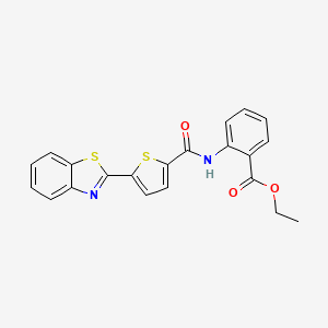 molecular formula C21H16N2O3S2 B2556515 2-(5-(苯并[d]噻唑-2-基)噻吩-2-甲酰氨基)苯甲酸乙酯 CAS No. 867041-57-4