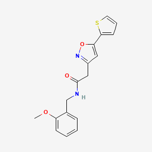 molecular formula C17H16N2O3S B2556517 N-(2-methoxybenzyl)-2-(5-(thiophen-2-yl)isoxazol-3-yl)acetamide CAS No. 946227-75-4