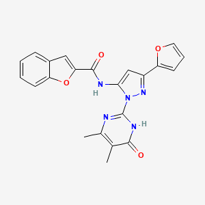 molecular formula C22H17N5O4 B2556519 N-(1-(4,5-dimethyl-6-oxo-1,6-dihydropyrimidin-2-yl)-3-(furan-2-yl)-1H-pyrazol-5-yl)benzofuran-2-carboxamide CAS No. 1172867-97-8