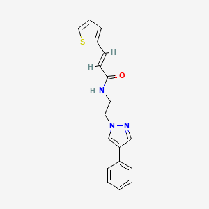 molecular formula C18H17N3OS B2556520 (E)-N-(2-(4-phenyl-1H-pyrazol-1-yl)ethyl)-3-(thiophen-2-yl)acrylamide CAS No. 2035021-91-9