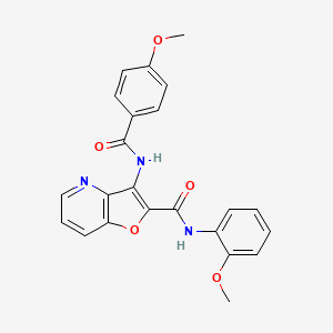 molecular formula C23H19N3O5 B2556523 3-(4-甲氧基苯甲酰胺)-N-(2-甲氧基苯基)呋喃并[3,2-b]吡啶-2-甲酰胺 CAS No. 946246-63-5