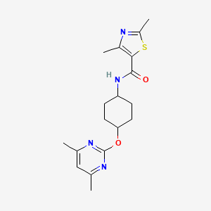 molecular formula C18H24N4O2S B2556524 N-((1r,4r)-4-((4,6-dimethylpyrimidin-2-yl)oxy)cyclohexyl)-2,4-dimethylthiazole-5-carboxamide CAS No. 2034474-43-4