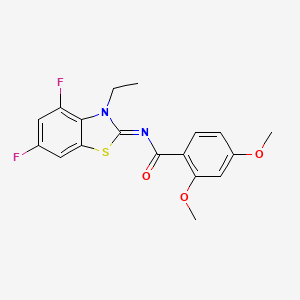 molecular formula C18H16F2N2O3S B2556526 N-[(2Z)-3-ethyl-4,6-difluoro-2,3-dihydro-1,3-benzothiazol-2-ylidene]-2,4-dimethoxybenzamide CAS No. 868371-27-1