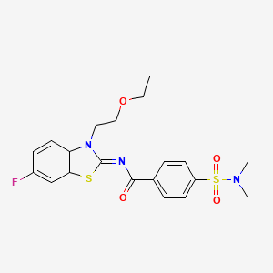 molecular formula C20H22FN3O4S2 B2556527 (Z)-4-(N,N-dimethylsulfamoyl)-N-(3-(2-ethoxyethyl)-6-fluorobenzo[d]thiazol-2(3H)-ylidene)benzamide CAS No. 865162-98-7