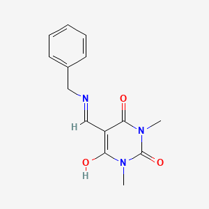 molecular formula C14H15N3O3 B2556531 5-[(Benzylamino)methylidene]-1,3-dimethyl-1,3-diazinane-2,4,6-trione CAS No. 338394-14-2