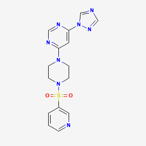 molecular formula C15H16N8O2S B2556533 4-(4-(pyridin-3-ylsulfonyl)piperazin-1-yl)-6-(1H-1,2,4-triazol-1-yl)pyrimidine CAS No. 1788949-23-4