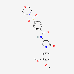 molecular formula C23H27N3O7S B2556534 N-(1-(3,4-dimethoxyphenyl)-5-oxopyrrolidin-3-yl)-4-(morpholinosulfonyl)benzamide CAS No. 900997-65-1