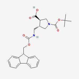 (3R,4S)-4-[(9H-Fluoren-9-ylmethoxycarbonylamino)methyl]-1-[(2-methylpropan-2-yl)oxycarbonyl]pyrrolidine-3-carboxylic acid