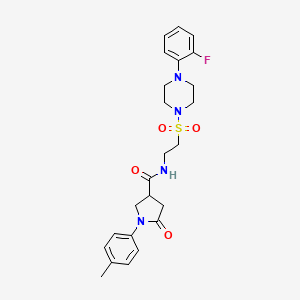 molecular formula C24H29FN4O4S B2556569 N-(2-{[4-(2-fluorophenyl)piperazin-1-yl]sulfonyl}ethyl)-1-(4-methylphenyl)-5-oxopyrrolidine-3-carboxamide CAS No. 932996-35-5