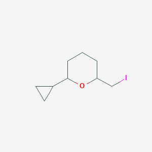 molecular formula C9H15IO B2556572 2-Cyclopropyl-6-(iodomethyl)oxane CAS No. 1849204-12-1