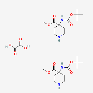 molecular formula C26H46N4O12 B2556578 methyl 4-[(2-methylpropan-2-yl)oxycarbonylamino]piperidine-4-carboxylate;oxalic acid CAS No. 1788043-91-3