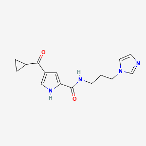 molecular formula C15H18N4O2 B2556594 4-(cyclopropylcarbonyl)-N-[3-(1H-imidazol-1-yl)propyl]-1H-pyrrole-2-carboxamide CAS No. 439121-02-5