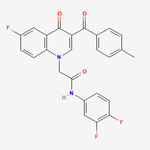 molecular formula C25H17F3N2O3 B2556598 N-(3,4-difluorophenyl)-2-[6-fluoro-3-(4-methylbenzoyl)-4-oxoquinolin-1-yl]acetamide CAS No. 866340-14-9