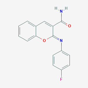 molecular formula C16H11FN2O2 B2556603 (2Z)-2-[(4-fluorophenyl)imino]-2H-chromene-3-carboxamide CAS No. 325856-70-0