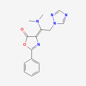 molecular formula C15H15N5O2 B2556608 4-[(E)-1-(dimethylamino)-2-(1H-1,2,4-triazol-1-yl)ethylidene]-2-phenyl-1,3-oxazol-5(4H)-one CAS No. 866010-29-9