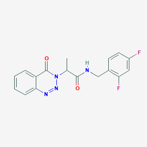 molecular formula C17H14F2N4O2 B2556621 N-[(2,4-difluorophenyl)methyl]-2-(4-oxo-3,4-dihydro-1,2,3-benzotriazin-3-yl)propanamide CAS No. 1235321-41-1