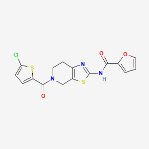 molecular formula C16H12ClN3O3S2 B2556676 N-(5-(5-chlorothiophene-2-carbonyl)-4,5,6,7-tetrahydrothiazolo[5,4-c]pyridin-2-yl)furan-2-carboxamide CAS No. 1351644-58-0