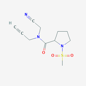 molecular formula C11H15N3O3S B2556733 N-(cyanomethyl)-1-methanesulfonyl-N-(prop-2-yn-1-yl)pyrrolidine-2-carboxamide CAS No. 1808345-79-0