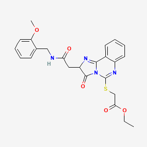 molecular formula C24H24N4O5S B2556735 ethyl 2-[[2-[2-[(2-methoxyphenyl)methylamino]-2-oxoethyl]-3-oxo-2H-imidazo[1,2-c]quinazolin-5-yl]sulfanyl]acetate CAS No. 1024280-54-3