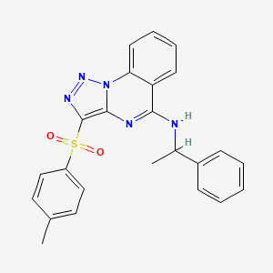 molecular formula C24H21N5O2S B2556850 3-(4-METHYLBENZENESULFONYL)-N-(1-PHENYLETHYL)-[1,2,3]TRIAZOLO[1,5-A]QUINAZOLIN-5-AMINE CAS No. 904585-59-7