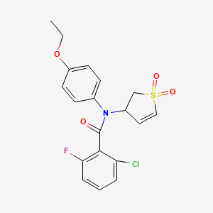 molecular formula C19H17ClFNO4S B2556900 2-CHLORO-N-(1,1-DIOXIDO-2,3-DIHYDRO-3-THIOPHENYL)-N-(4-ETHOXYPHENYL)-6-FLUOROBENZAMIDE CAS No. 863021-00-5