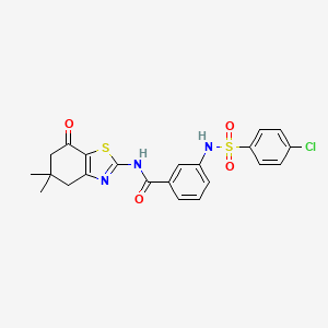 molecular formula C22H20ClN3O4S2 B2556901 3-(4-chlorobenzenesulfonamido)-N-(5,5-dimethyl-7-oxo-4,5,6,7-tetrahydro-1,3-benzothiazol-2-yl)benzamide CAS No. 898466-58-5