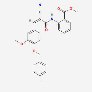B2556918 methyl 2-[[(Z)-2-cyano-3-[3-methoxy-4-[(4-methylphenyl)methoxy]phenyl]prop-2-enoyl]amino]benzoate CAS No. 380477-57-6
