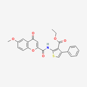 molecular formula C24H19NO6S B2556920 ethyl 2-(6-methoxy-4-oxo-4H-chromene-2-amido)-4-phenylthiophene-3-carboxylate CAS No. 919033-76-4