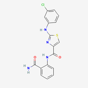 molecular formula C17H13ClN4O2S B2556941 N-(2-carbamoylphenyl)-2-((3-chlorophenyl)amino)thiazole-4-carboxamide CAS No. 1203110-55-7