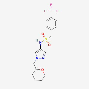 molecular formula C17H20F3N3O3S B2556942 N-{1-[(oxan-2-yl)methyl]-1H-pyrazol-4-yl}-1-[4-(trifluoromethyl)phenyl]methanesulfonamide CAS No. 2034374-84-8