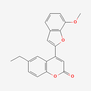 molecular formula C20H16O4 B2556955 6-ethyl-4-(7-methoxy-1-benzofuran-2-yl)-2H-chromen-2-one CAS No. 637753-46-9