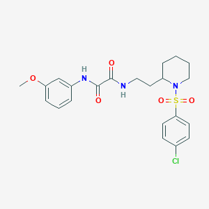 molecular formula C22H26ClN3O5S B2556964 N-{2-[1-(4-chlorobenzenesulfonyl)piperidin-2-yl]ethyl}-N'-(3-methoxyphenyl)ethanediamide CAS No. 898426-07-8