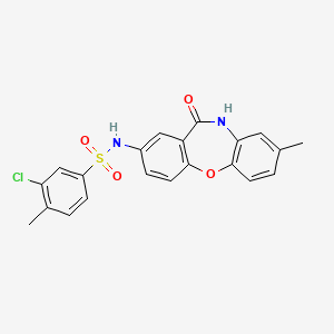 molecular formula C21H17ClN2O4S B2556989 3-chloro-4-methyl-N-(8-methyl-11-oxo-10,11-dihydrodibenzo[b,f][1,4]oxazepin-2-yl)benzenesulfonamide CAS No. 922093-81-0
